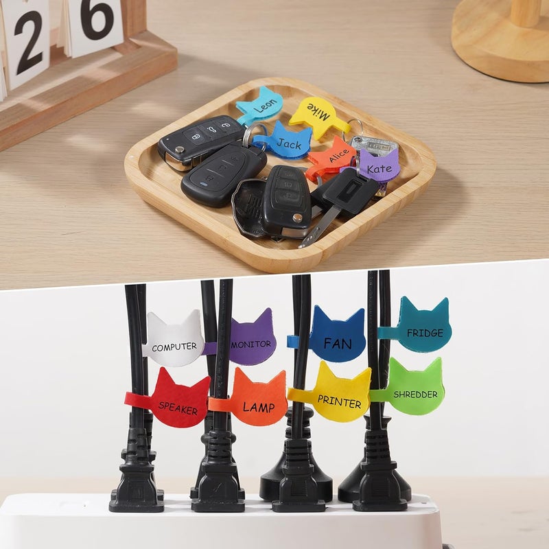 Trilancer Cord Labels Cable Label, Multicolored Handwriting Cord Tags - Kitty Head Shape Tags for Organizing Wires and Identification, Reusable with Multiple Uses - 32 PCS - Image 4